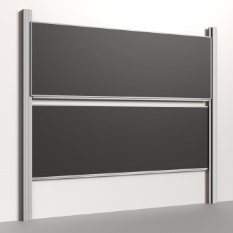Pylonentafel, 300x100 cm, 2-flächig, höhenverstellbar, Stahlemaille anthrazit 
